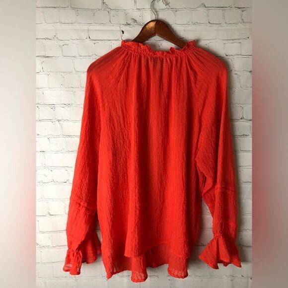 Torrid Stripe Gauze Lace-Up Peasant Top Size 1 - Picture 5 of 6